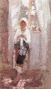 Nicolae Grigorescu Peasant Sewing by the Window china oil painting reproduction